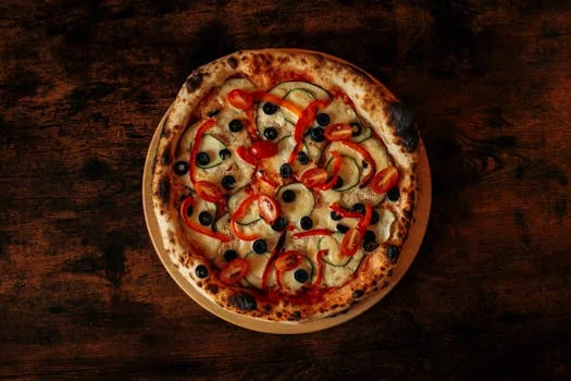 veggie supreme pizza with bell peppers mushrooms olives