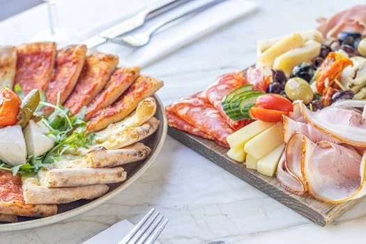 party pizza platter with appetizers